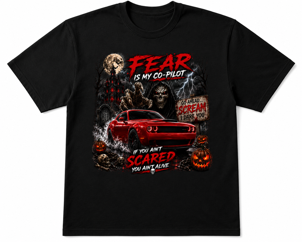 Fear Is My Co-Pilot | Horror Challenger Graphic T-Shirt & Crewneck