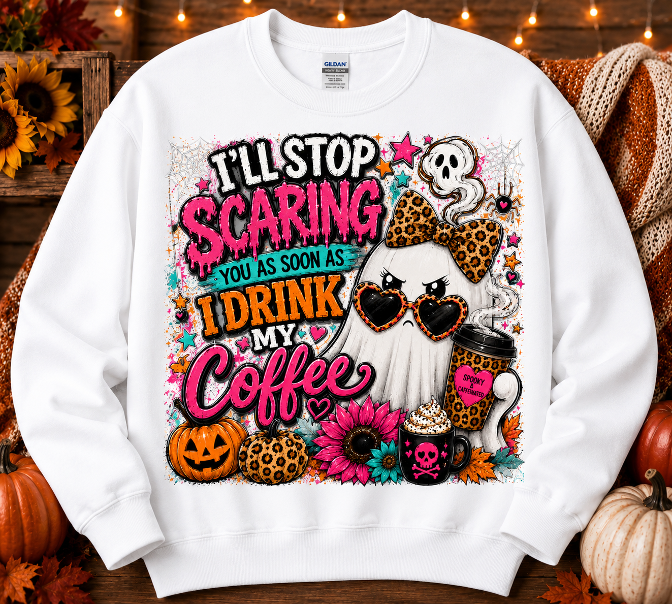 I’ll Stop Scaring You As Soon As I Drink My Coffee | Funny Halloween Crewneck